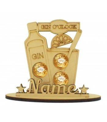 6mm Personalised Gin O'Clock Shape Ferrero Rocher or Lindt Chocolate Ball Holder on a Stand - Stand Options